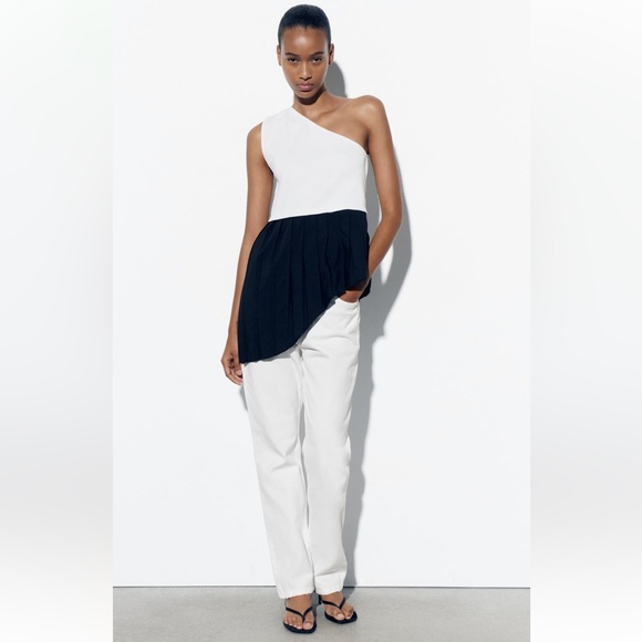 Zara Tops - Zara TOP WITH CONTRASTING HEM. Black/White. Sizes S, L. New with Tags.